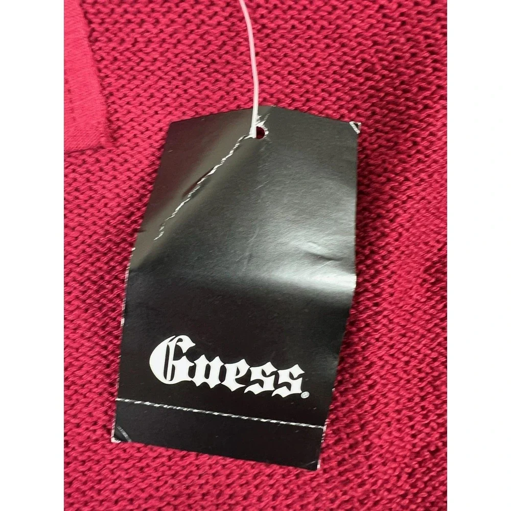 Guess Sweater Mens Large Cranberry‎ Red Button Mock Neck Utility X04R0000000
